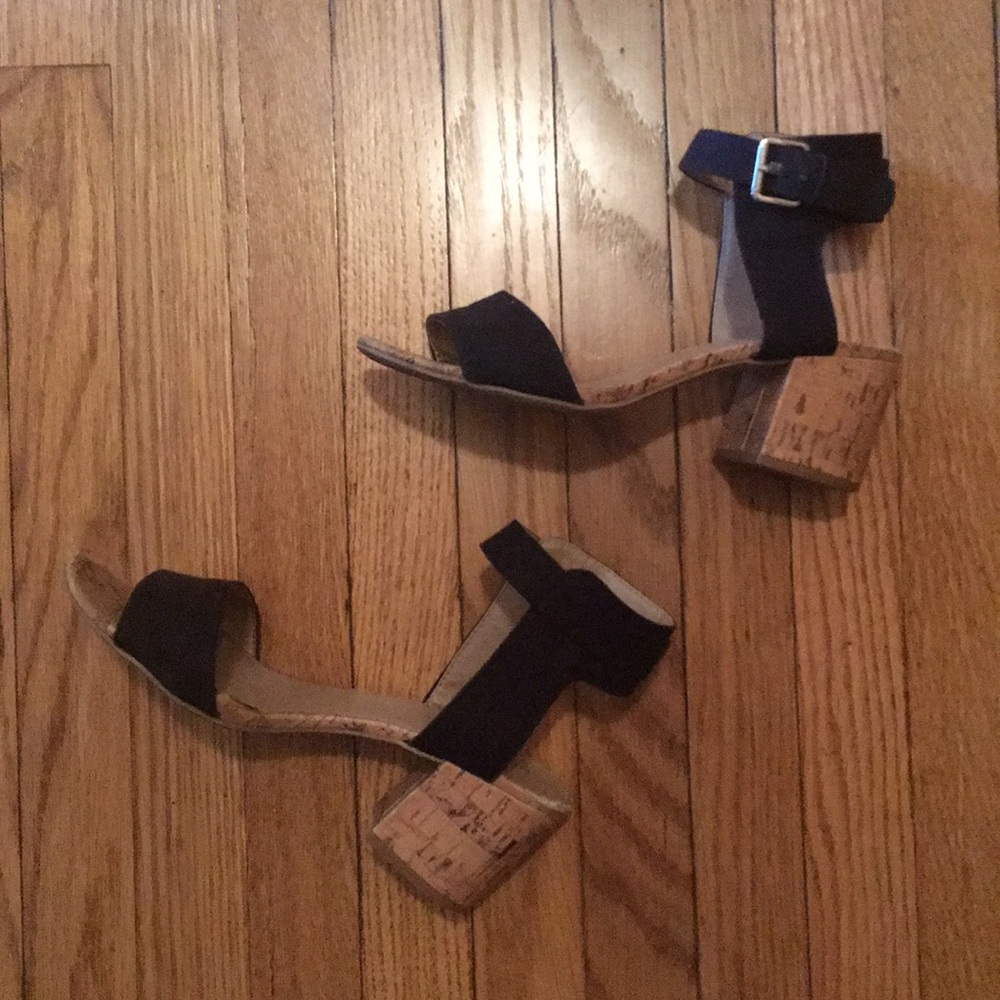 Black block heel sandals